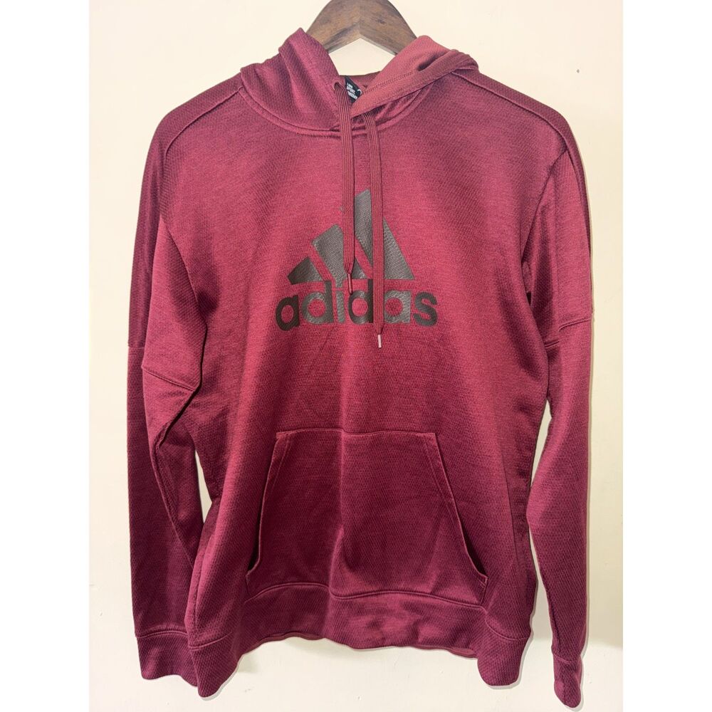 adidas Men's Climawarm Pullover Hoodie Burgundy Maroon Size M DH9012